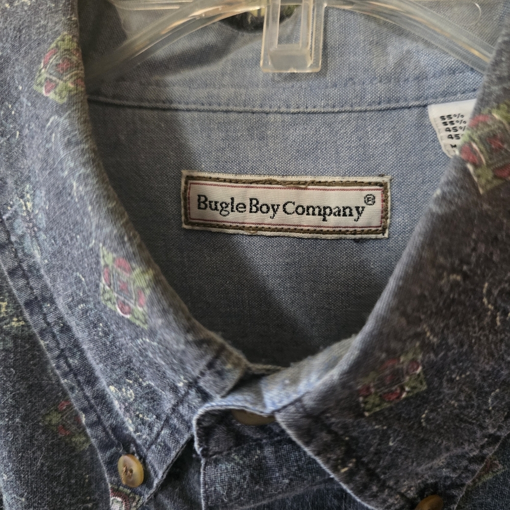 Bugle Boy Co Vintage 90's Blue Button Up Shirt Mens XL Short Sleeve -24A - Picture 2 of 9